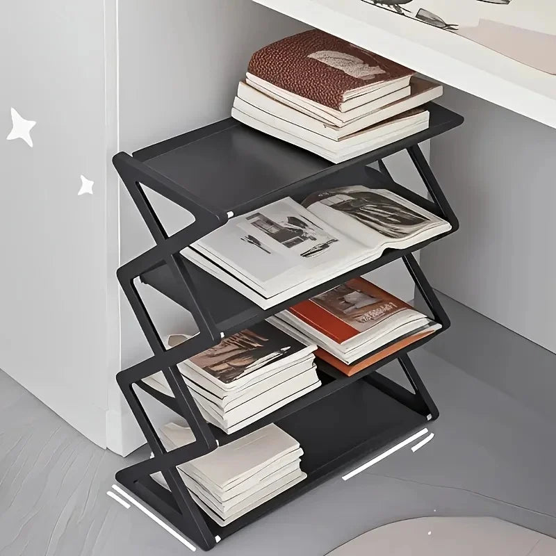4-Tier X-Type Space Saving Shoe Rack, Solid Color Easy Assembly