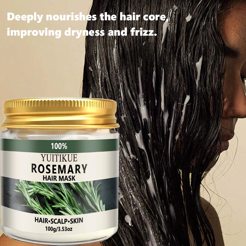 YUITIKUE 100% Rosemary Hair Mask | 3-in-1 Care For Hair, Scalp & Skin | Natural Nourishment & Gentle Hydration Treatment 100g