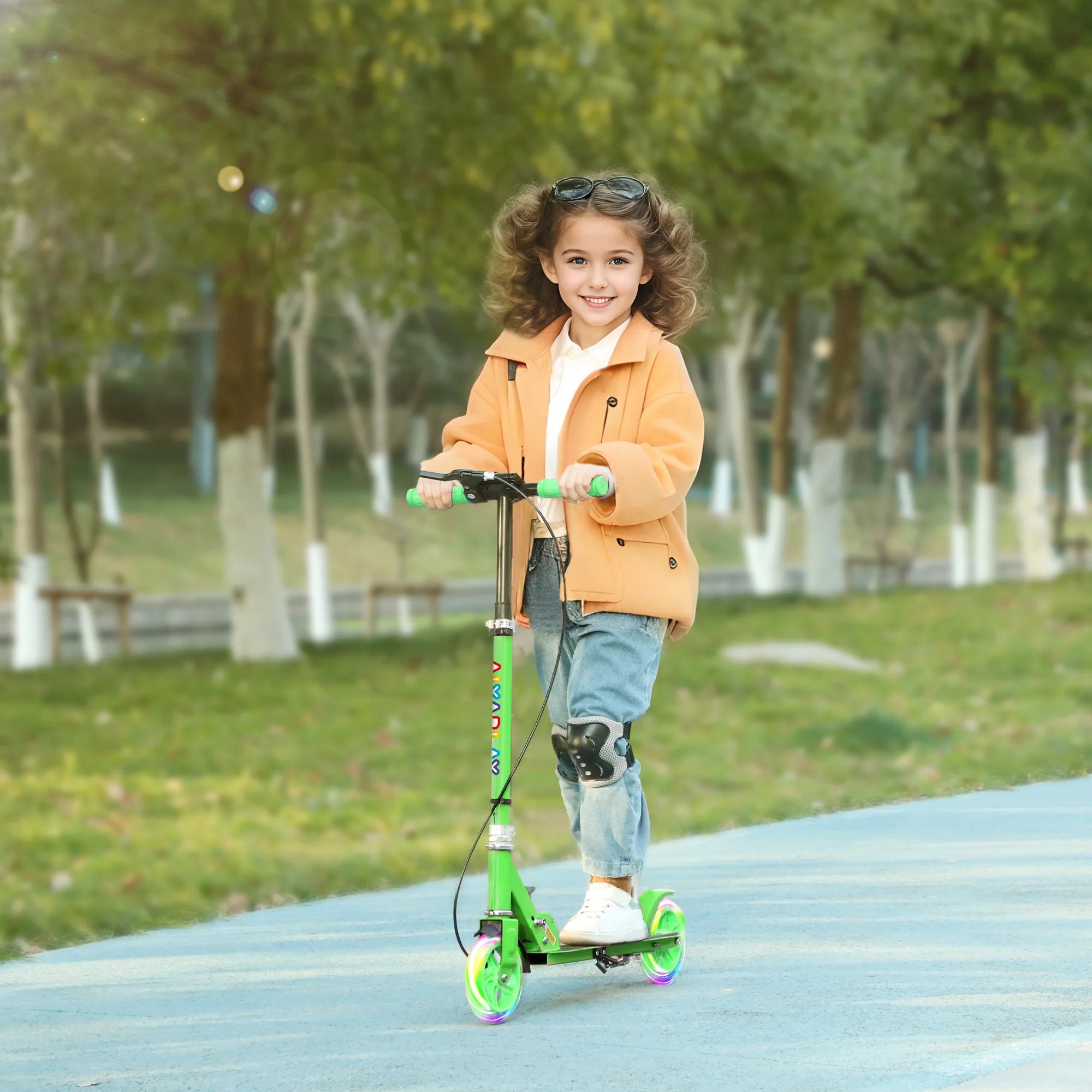 AIYAPLAY Scooter Children Folding with Adjustable Handlebar Height 2 Luminous Wheels
