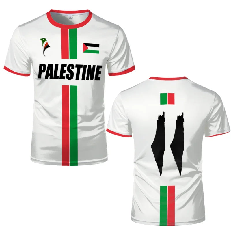Palestine Flag Map 3D Printing T Shirt For Men Freedom Tees