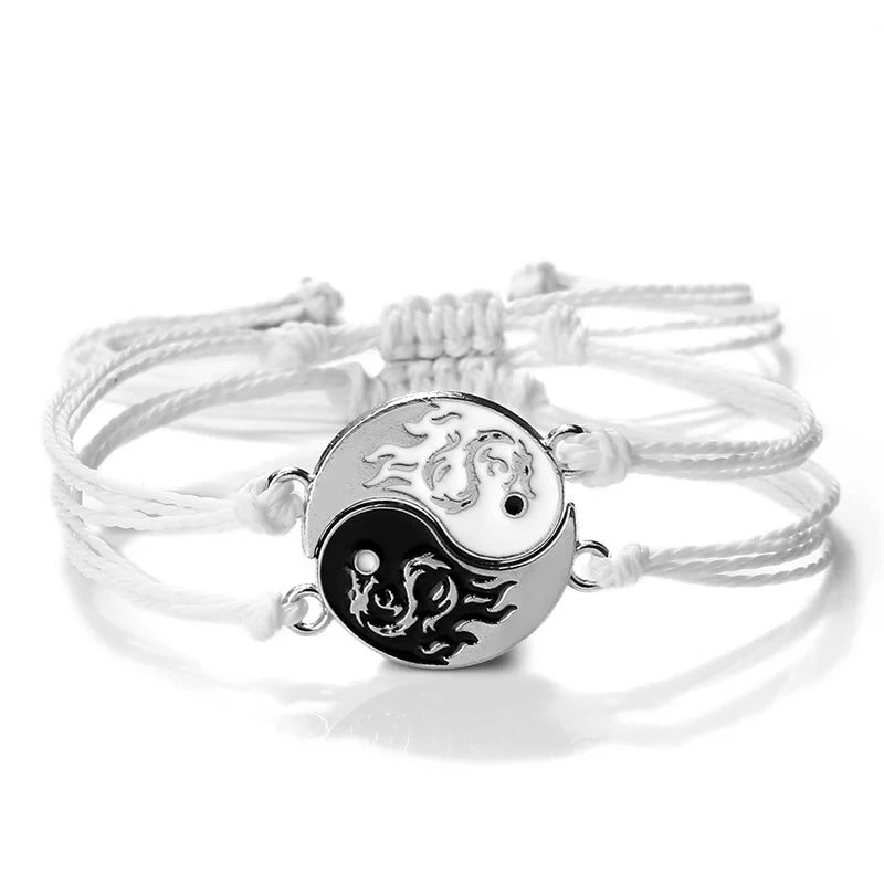 2Pcs/set Dragon Tai Chi Gossip Braided Bracelet for Women Men Best Friends Adjustable Yin Yang Bracelets Fashion Couple Jewelry