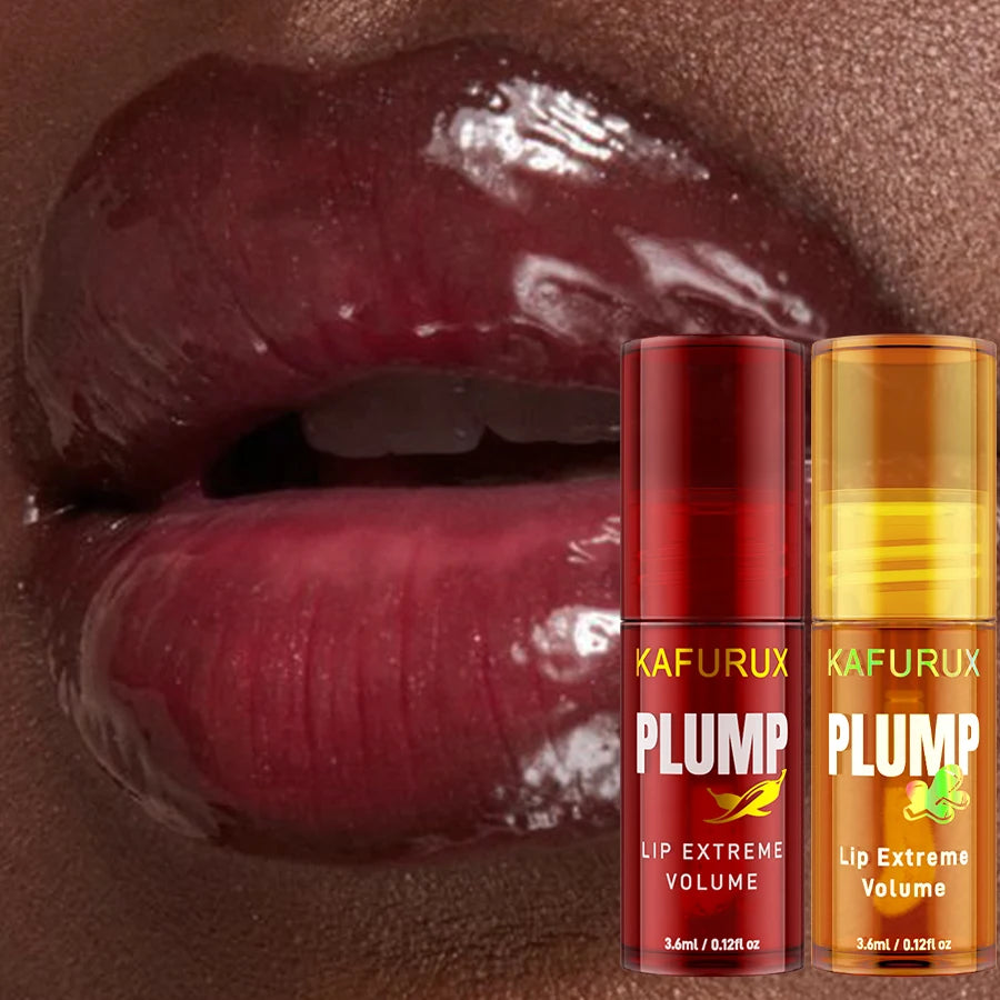 2PC Lip Plump Long Lasting, Lip Gloss Serum Instant Volumising Essence Oil Repair