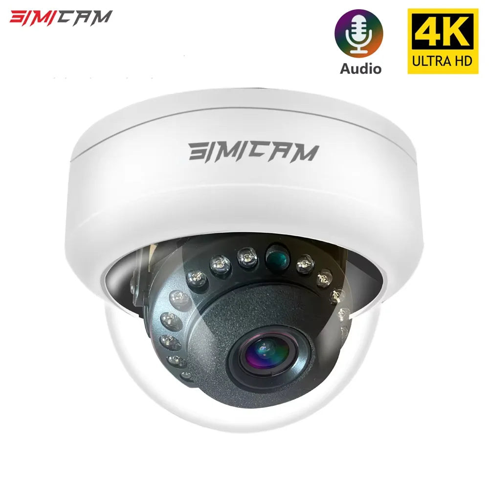 4K Video Surveillance Camera POE Doms Dome IP Onvif Audio 48V