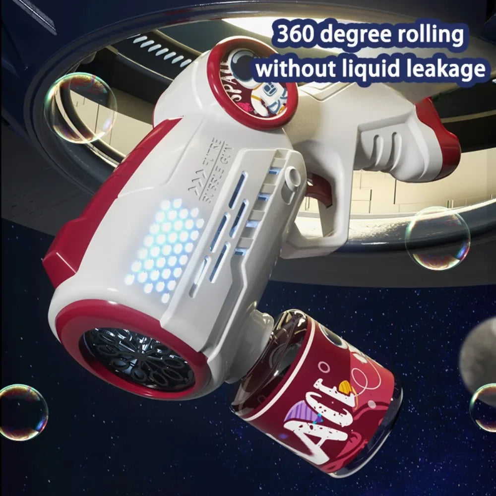 Automatic Bubbles Gun Astronaut Electric Soap Bubble Machine with Light Beach Outdoor Game Toys for Children Kids Birthday Gifts