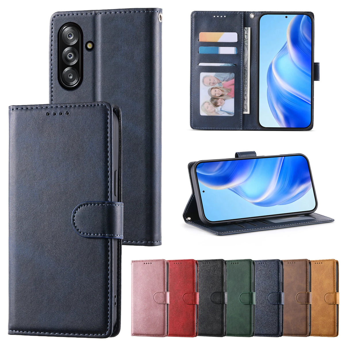 Leather Flip Case For Samsung Galaxy A17 A37 A57 A27 A36 A56 A16 A26 A15 A35 A55 A25 A05S A06 A14 A34 A54 A13 A53 Wallet Cover