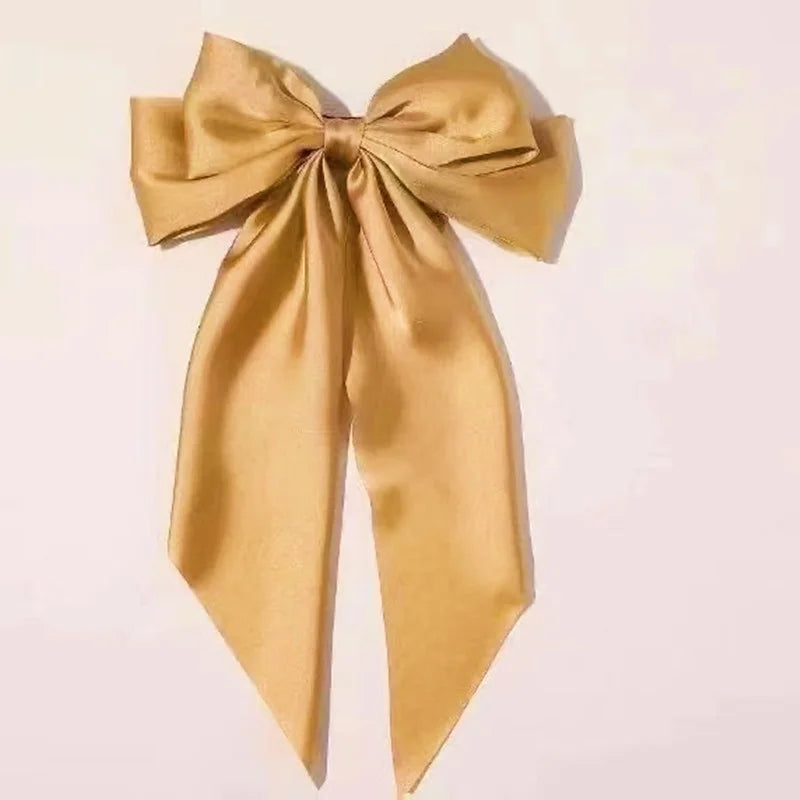Solid Color Bow Ribbon Hair Clip New Women Large Bowknot Barrettes