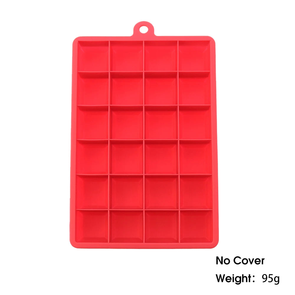 With Lid / No Lid 24-Hole Silicone Ice Tray Square Box Auxiliary