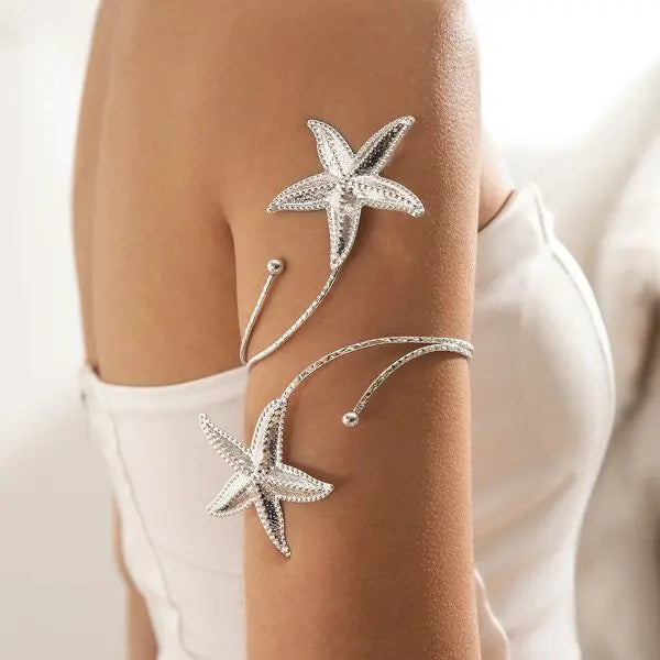 Boho Gold Color Leaf Upper Arm Cuff Bracelet for Women
