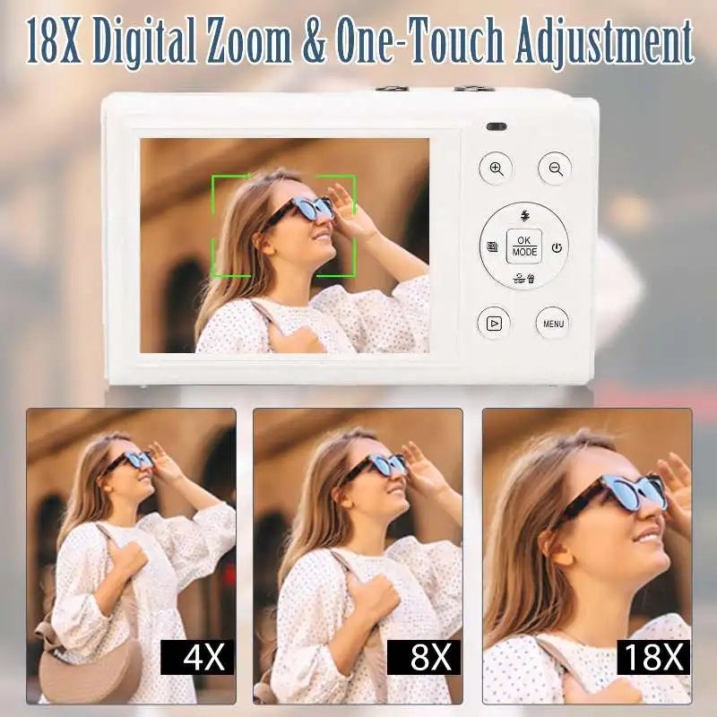 Digital Camera 5K Ultra HD 80MP AF Auto Focus 18X Zoom Dual Screen Compact Camera with Flash