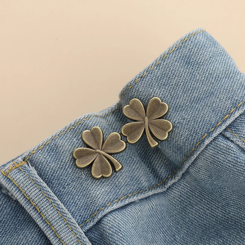 1 Pair Jeans Button Adjustable Clips for Pant Skirts Waist Tightener Buckle
