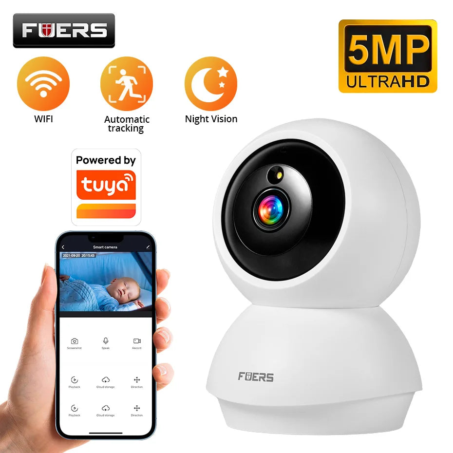 Fuers 5MP WiFi Camera Works With Tuya Smart Home Indoor Wireless IP