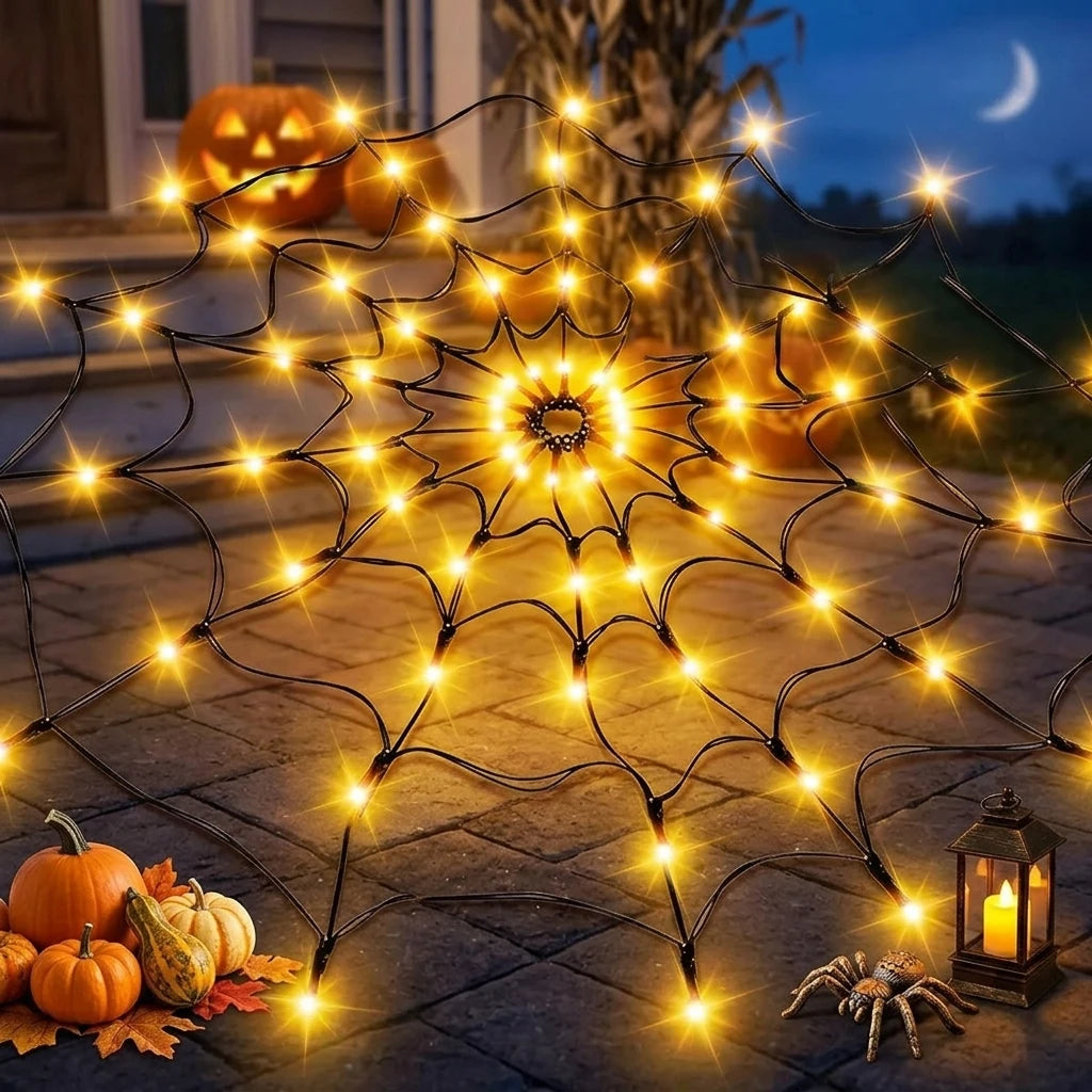 Halloween LED String Light Spider Web Ghost Festival