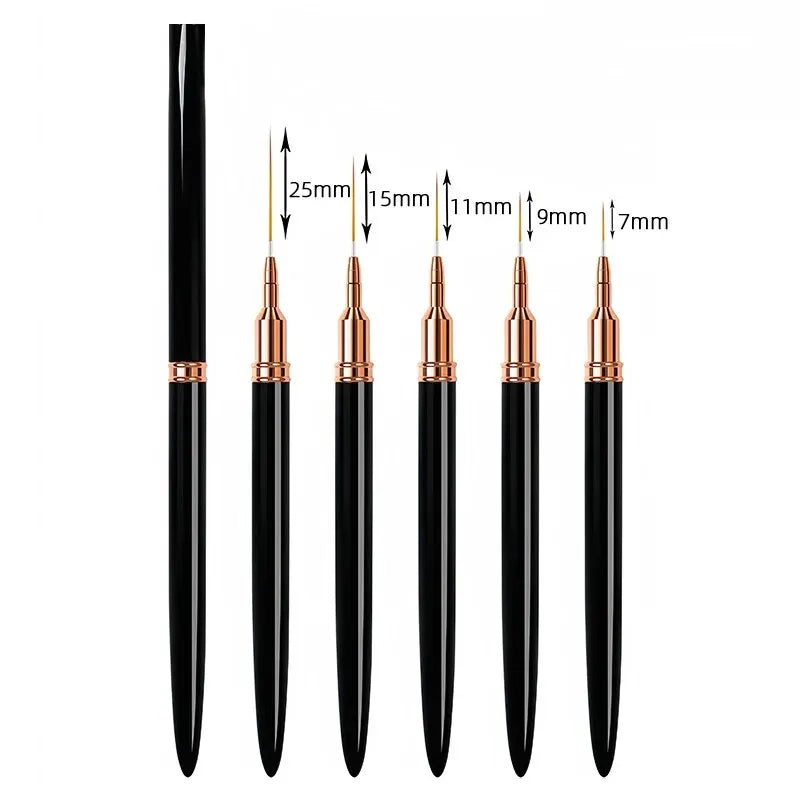 5pcs Professional Nail Art Liners Striping Brushes Tool Ultra-thin Line Detail Drawing Painting Brushes Manicure Pen Tools
