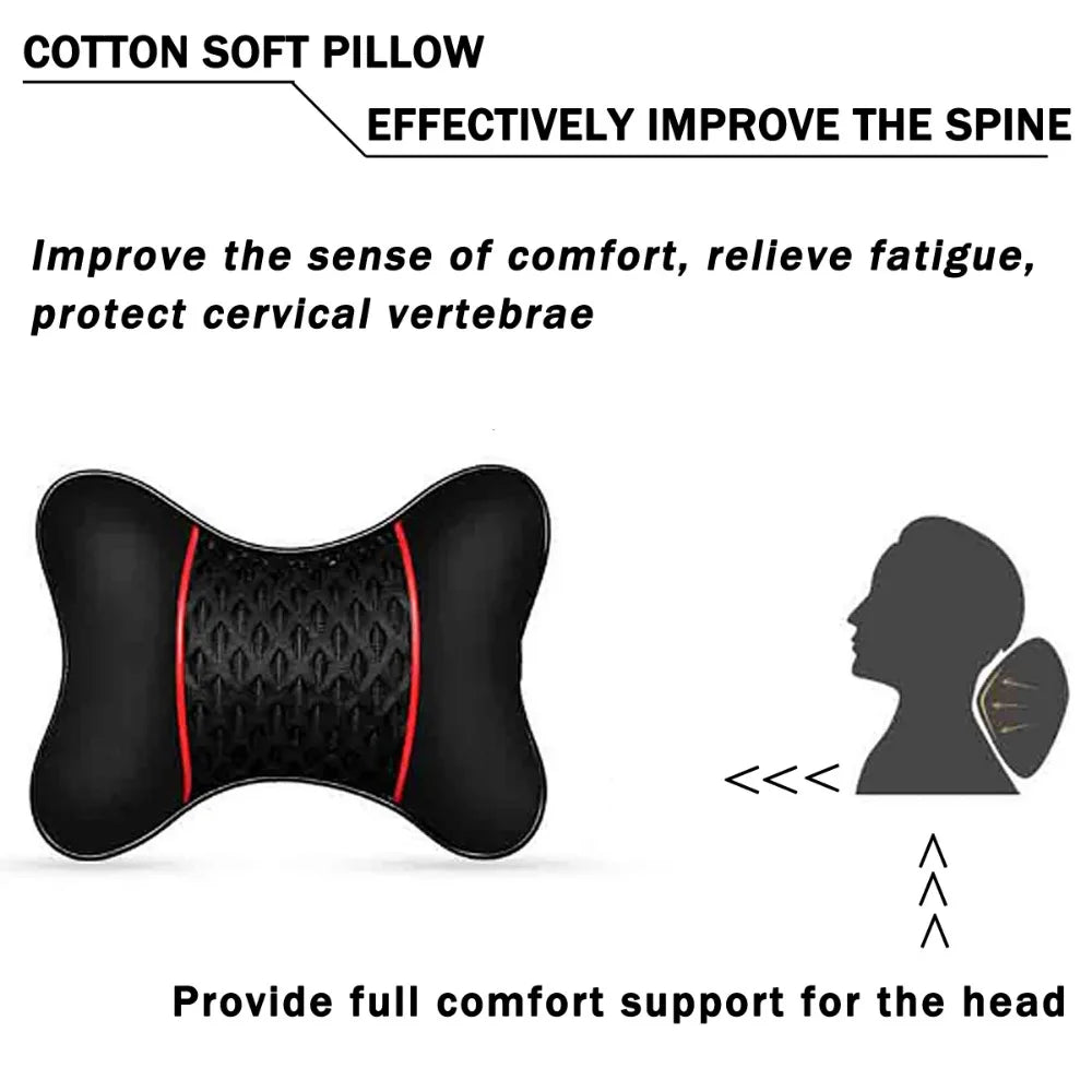 2PCS PU Leather Car Neck Pillows