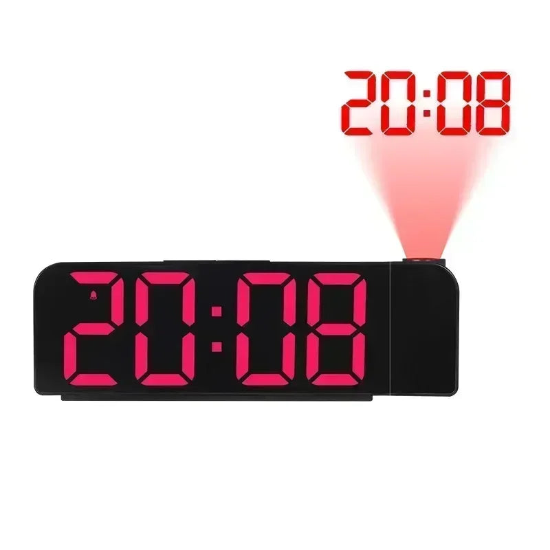 180° Rotation Digital Projection Alarm Clock LED Display