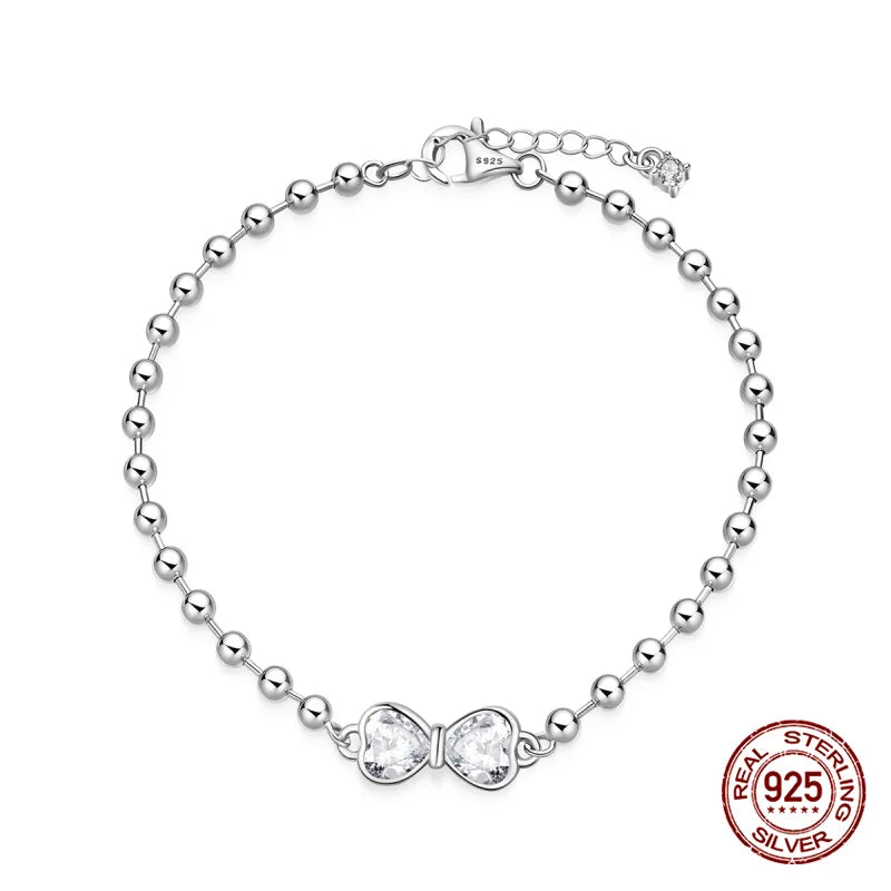 Sparkling Star Bracelet 925 Silver Original One-Size-Fits-All Soft Links Bracelet Zircon Chain For DIY Charms Jewelry Gift New