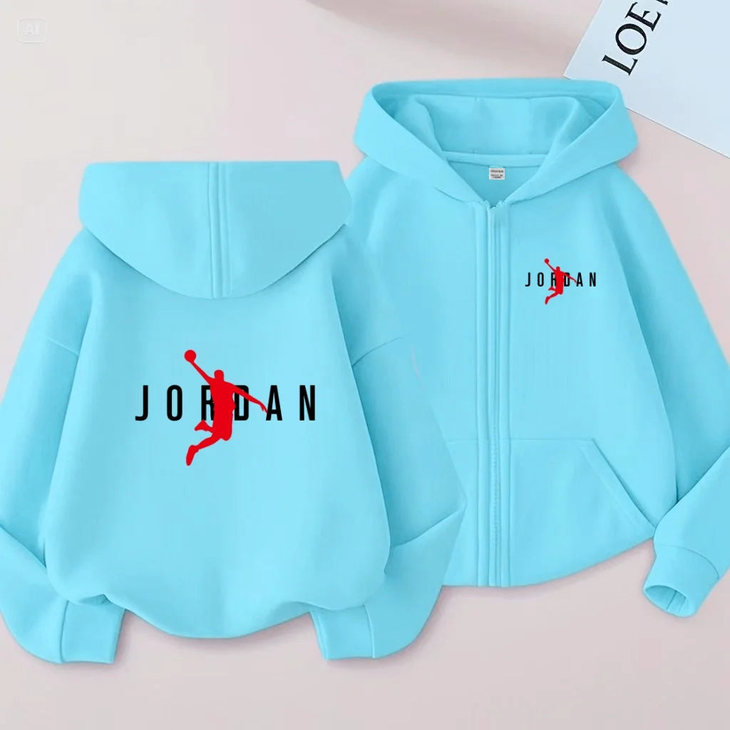 kids Autumn Winter Sweatshirt Basketball Charming Clothing Zipper Style Hoodie Girl Boy