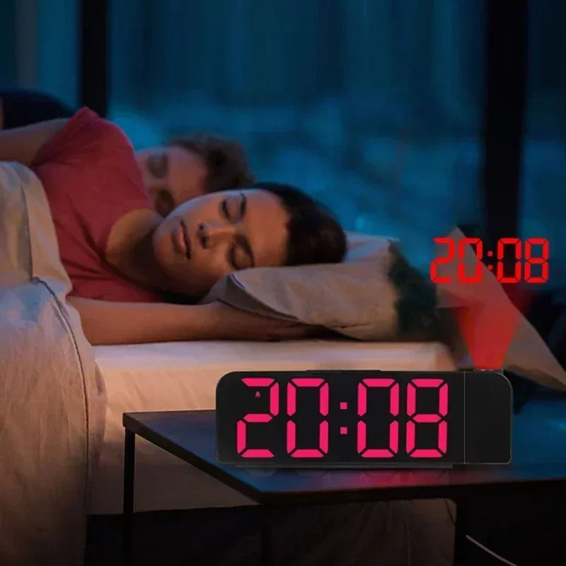 180° Rotation Digital Projection Alarm Clock LED Display