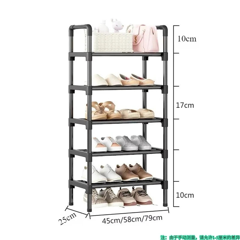 Black Elevated Shoe Rack Small  Simple Multi-layer Shoe Cabinet Home Entrance