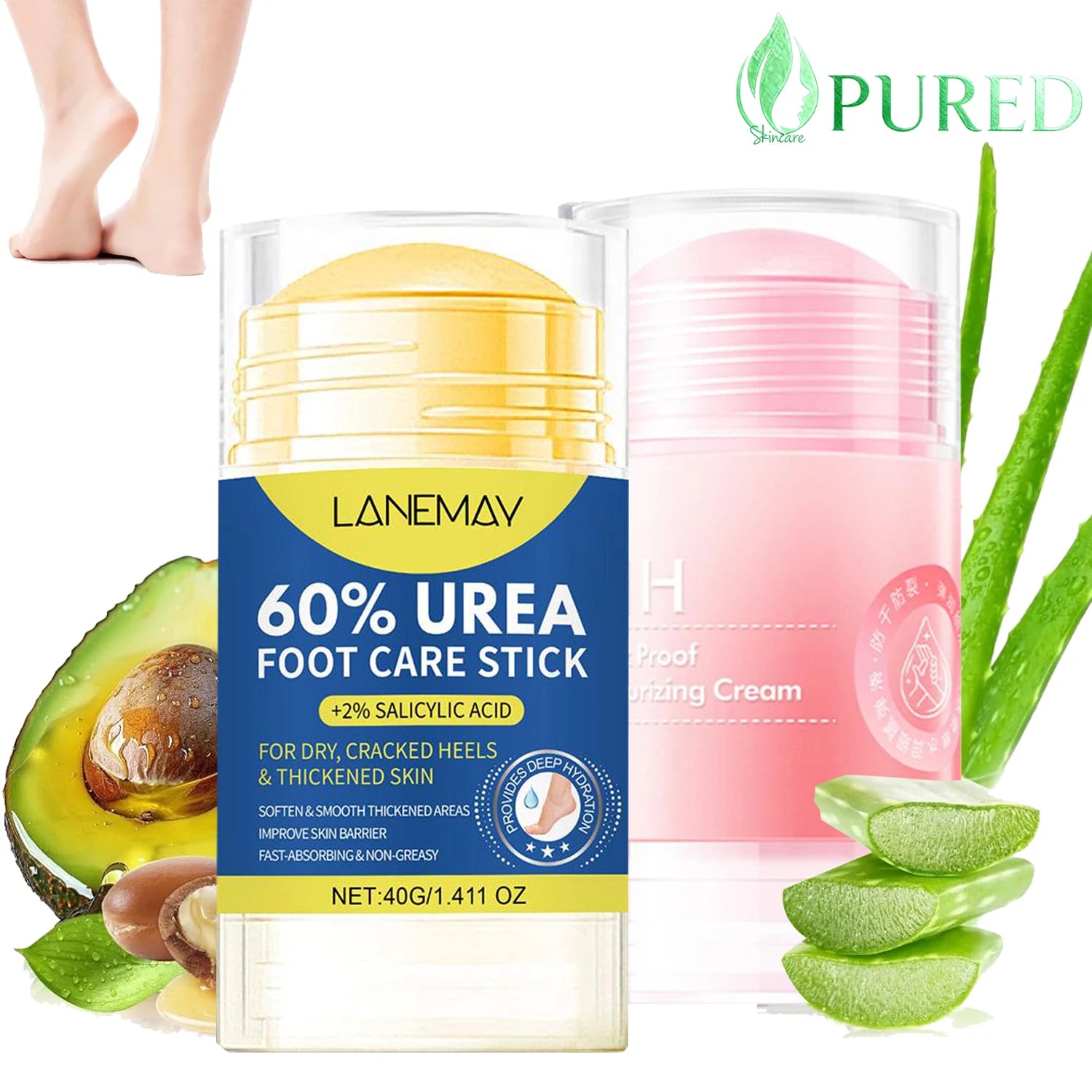 60% Urea Foot Cream Care Deep Moisturizing Foot Callus Remover Soften Cracked Heel Repair Cream Nourishes for Feet, Knees