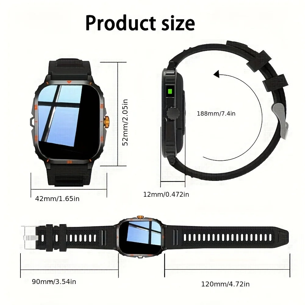 Outdoor Men'S Smart Watch 2.01 Inch Full Touch Screen Display, Wireless Call, Multiple Sports Modes