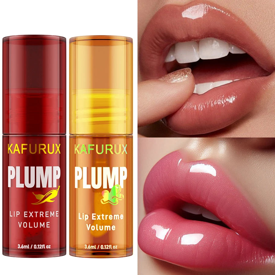 2PC Lip Plump Long Lasting, Lip Gloss Serum Instant Volumising Essence Oil Repair