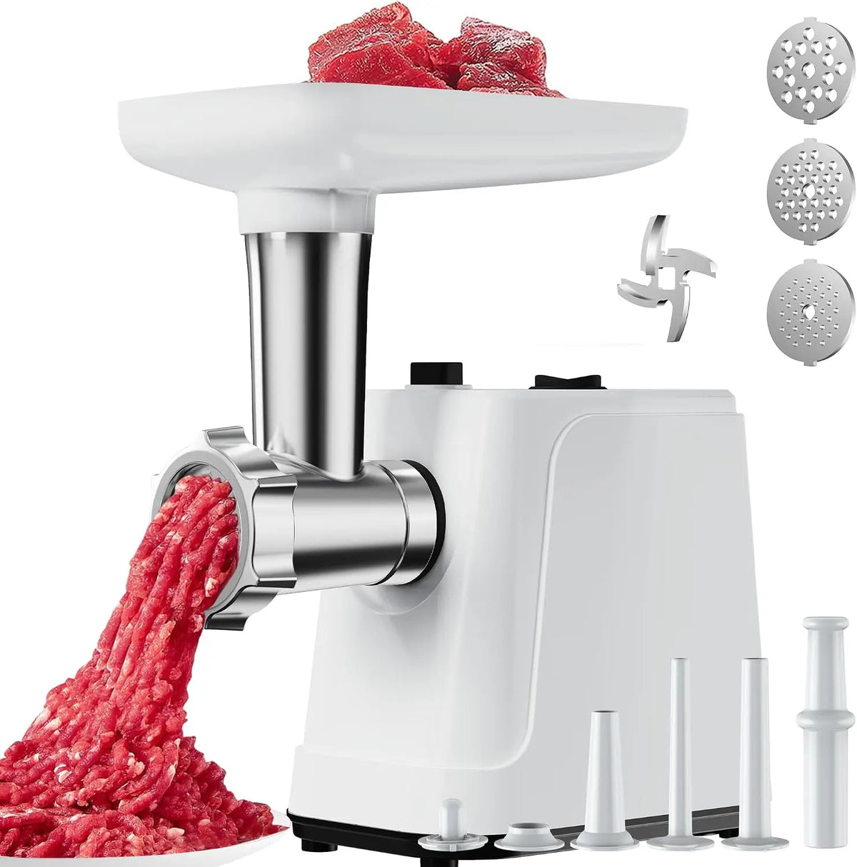 Meat Grinder Premium Compact Size Sausage Stuffer Kitchen Use White