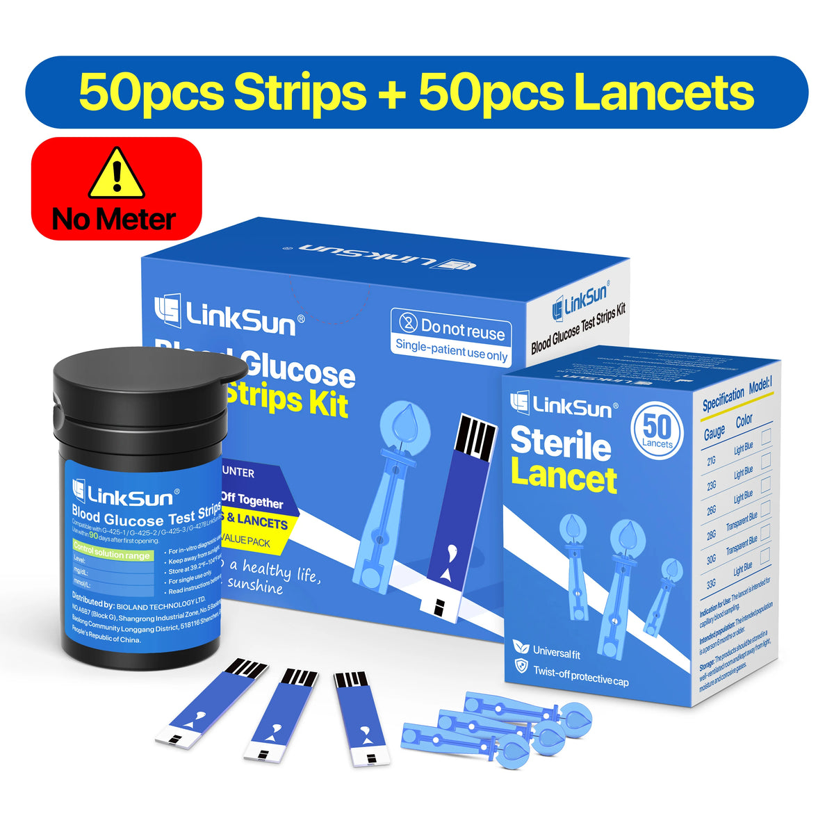LinkSun Blood Glucose G-425-2 Test Strips Replacement Meter Glucometer