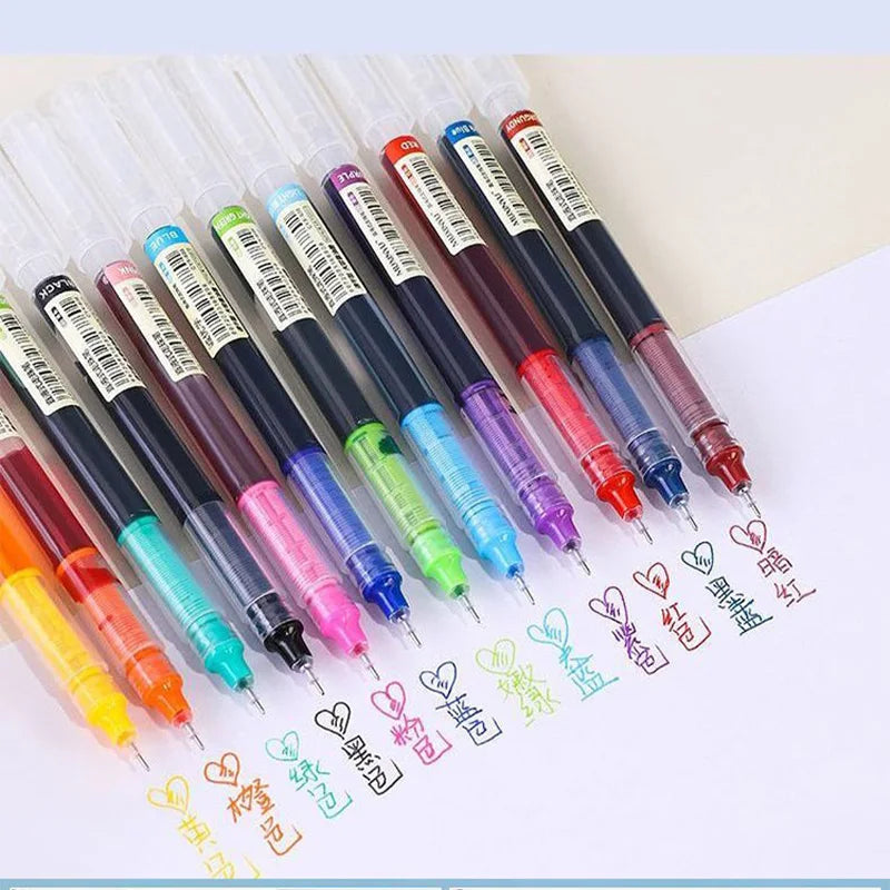 10Pcs High Quality Needle Type Gel Pens Straight Liquid