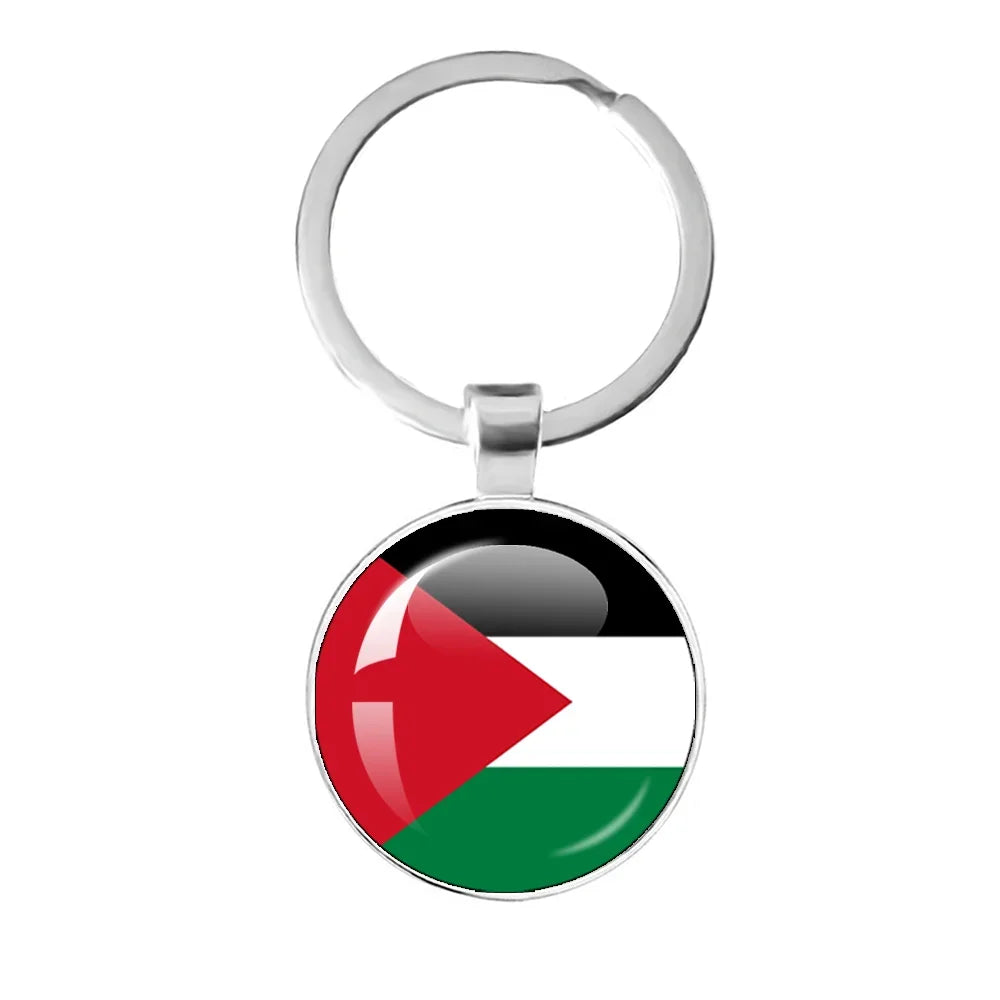 Personalized Art Patterns  Palestine Nation Flag Emblem 25mm Glass Cabohcon Keychain