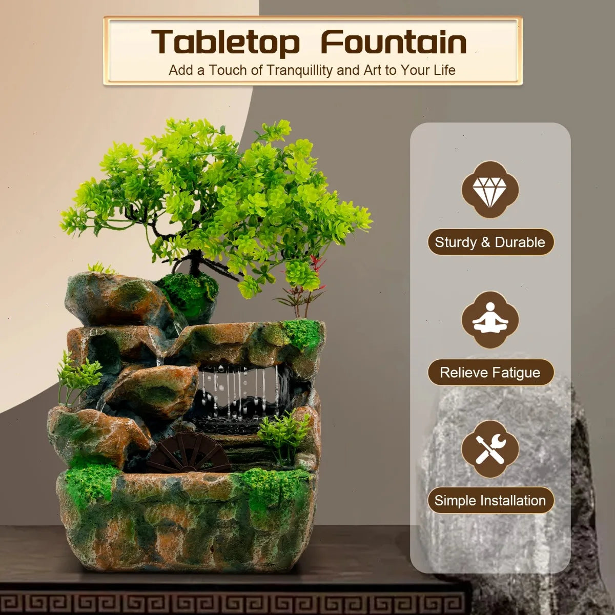 Tabletop Fountain, LED Water Fountain Indoor