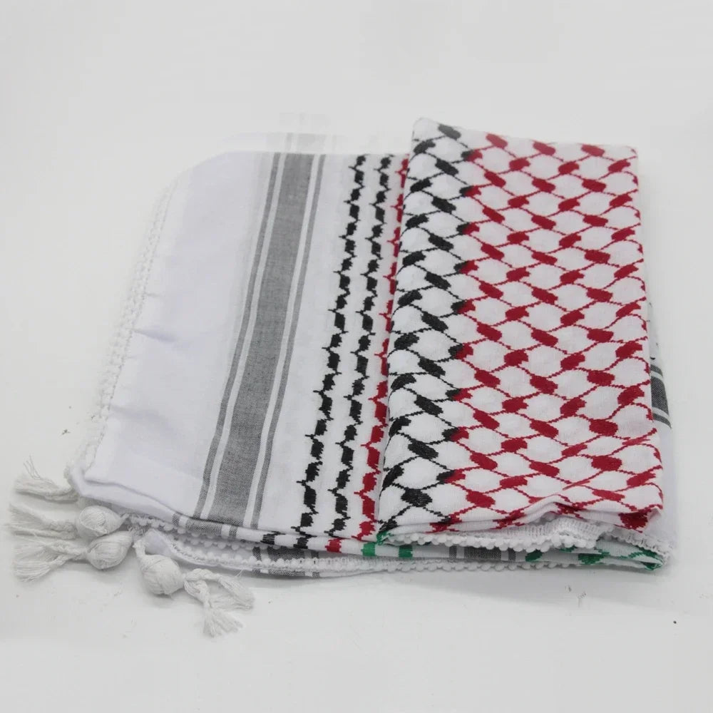 Original Kuffiyeh Cotton Woven Palestine Kufiya Arafat scarf shemagh sewn Arab keffiyeh shawl 110x110cm