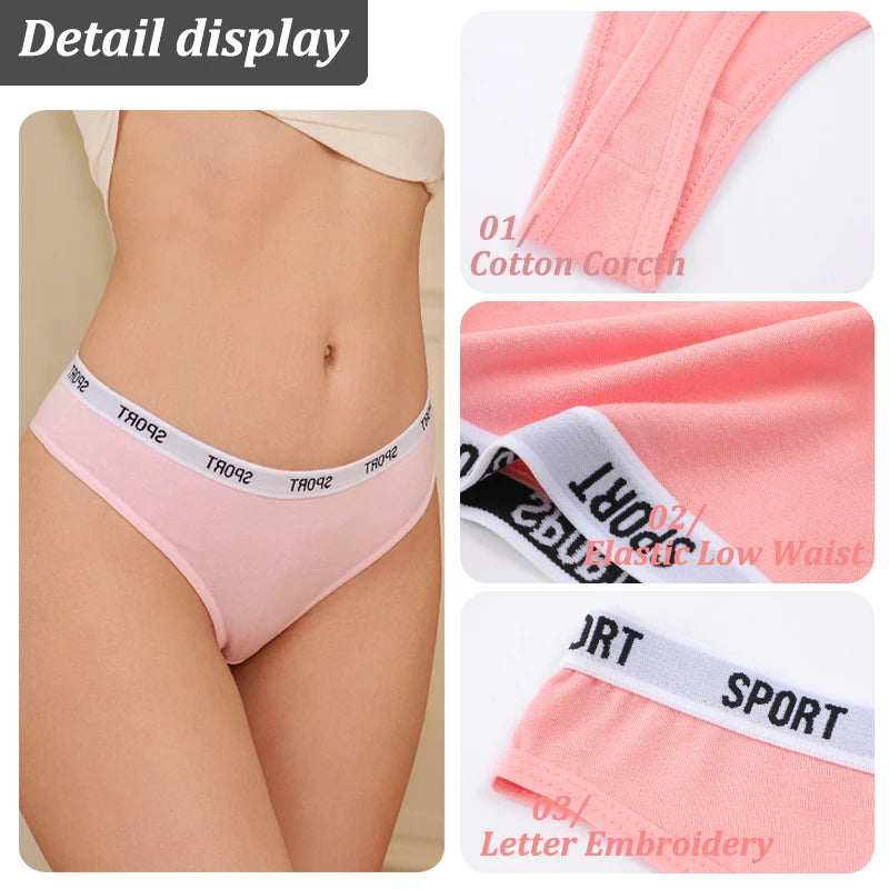 3Pcs/Set Seamless Cotton Panties For Women Soft Letter Embroidered G-strings Underwear S-XL Female Breathable Sexy Lingerie 2026