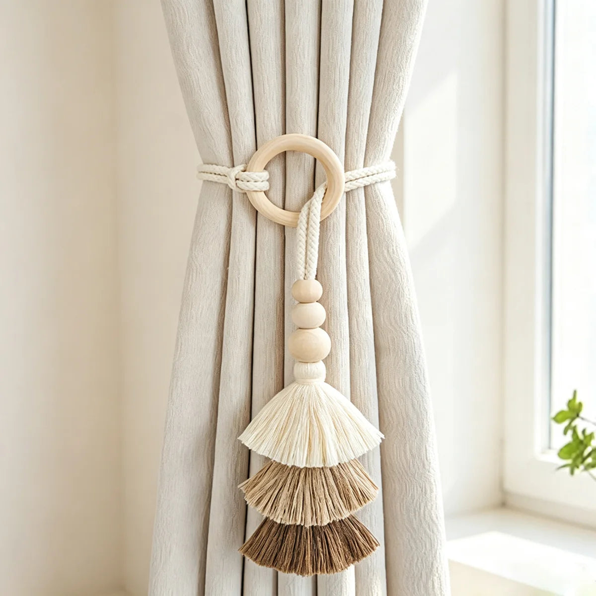 Earthy Tone Layered Tassel Curtain Tie Backs