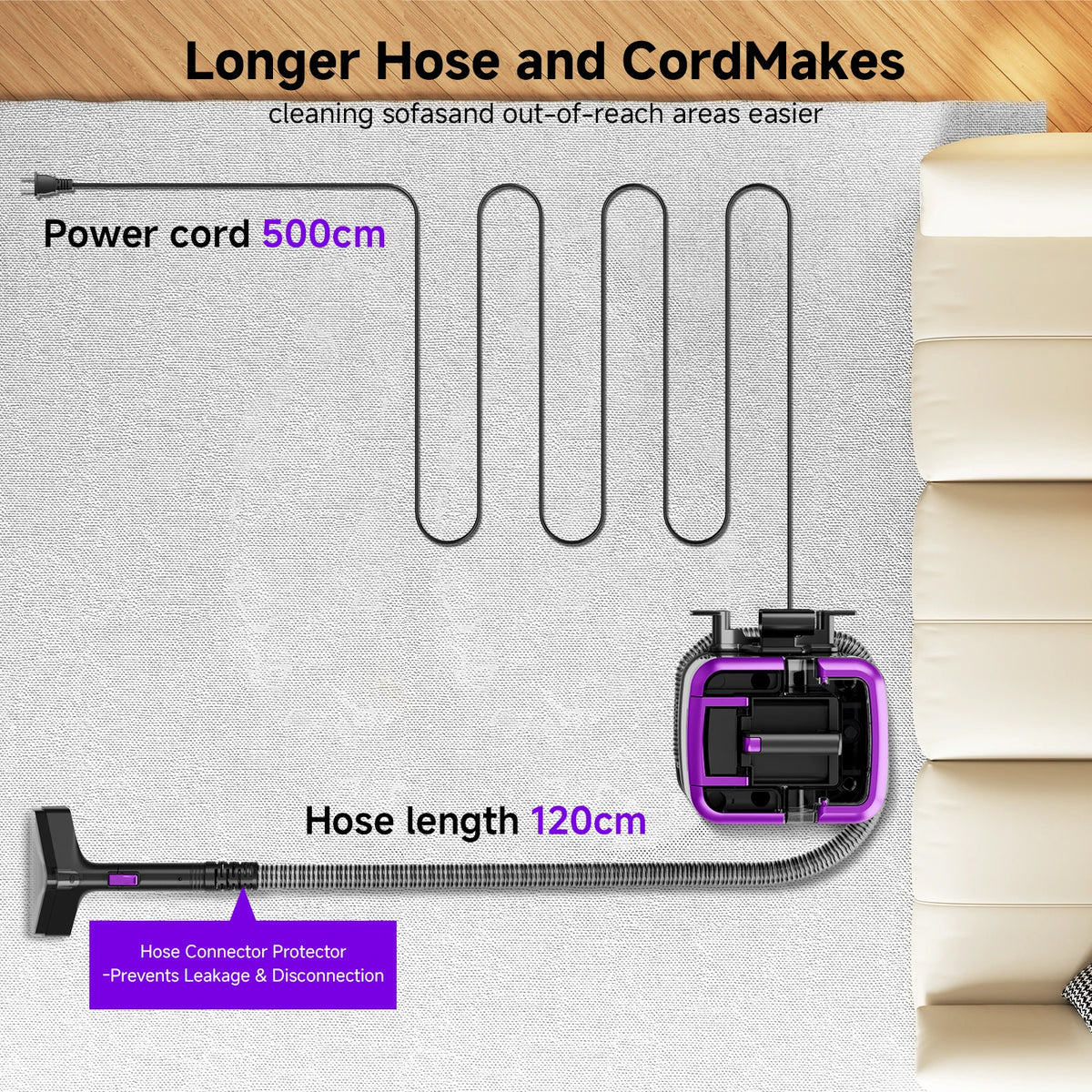 Honki 530W Carpet Cleaner Machine 20KPa Strong Suction Handheld Multifunctional Cleaner