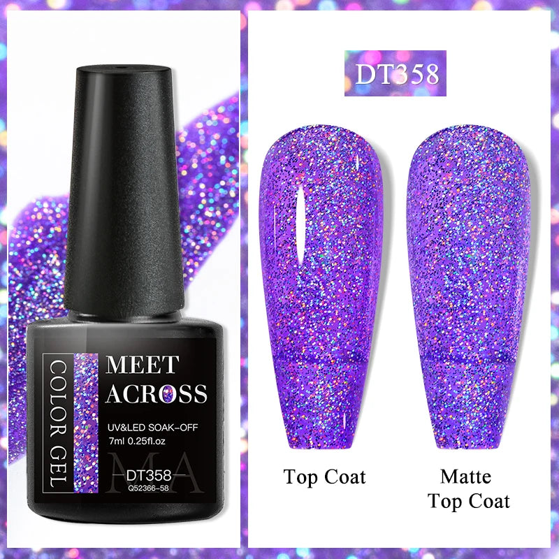 MEET ACROSS 7ml Purple Nail Gel Polish Semi Permanent Nail Art For Nails Decoration