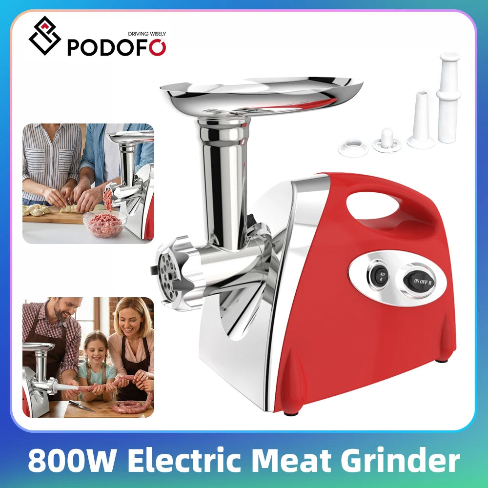 Podofo 800W Electric Meat Grinder Multifunction Vegetable Sausage Processor Slicer Chopper Mincer Baby Food Processor Meat Cutter