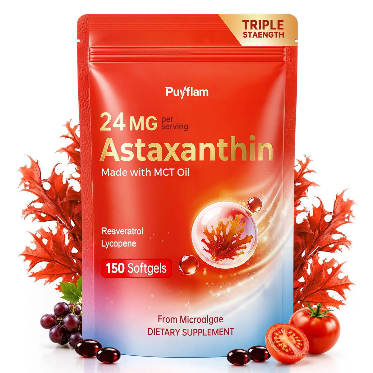 150 Softgels Astaxanthin 24mg Premium Astaxanthin Supplements