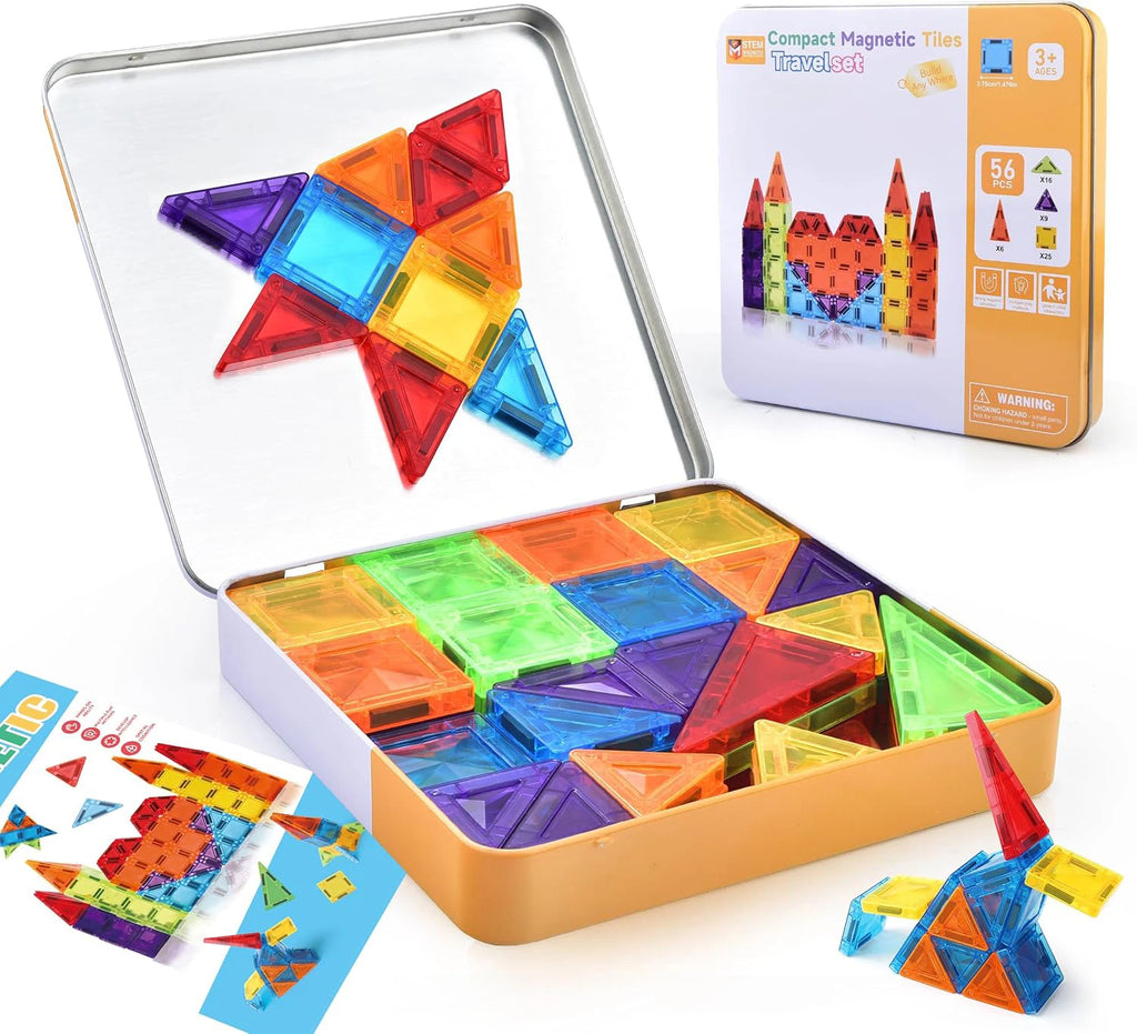 Magnetic Tiles Travel Set Metal Tin Box STEM Building Blocks