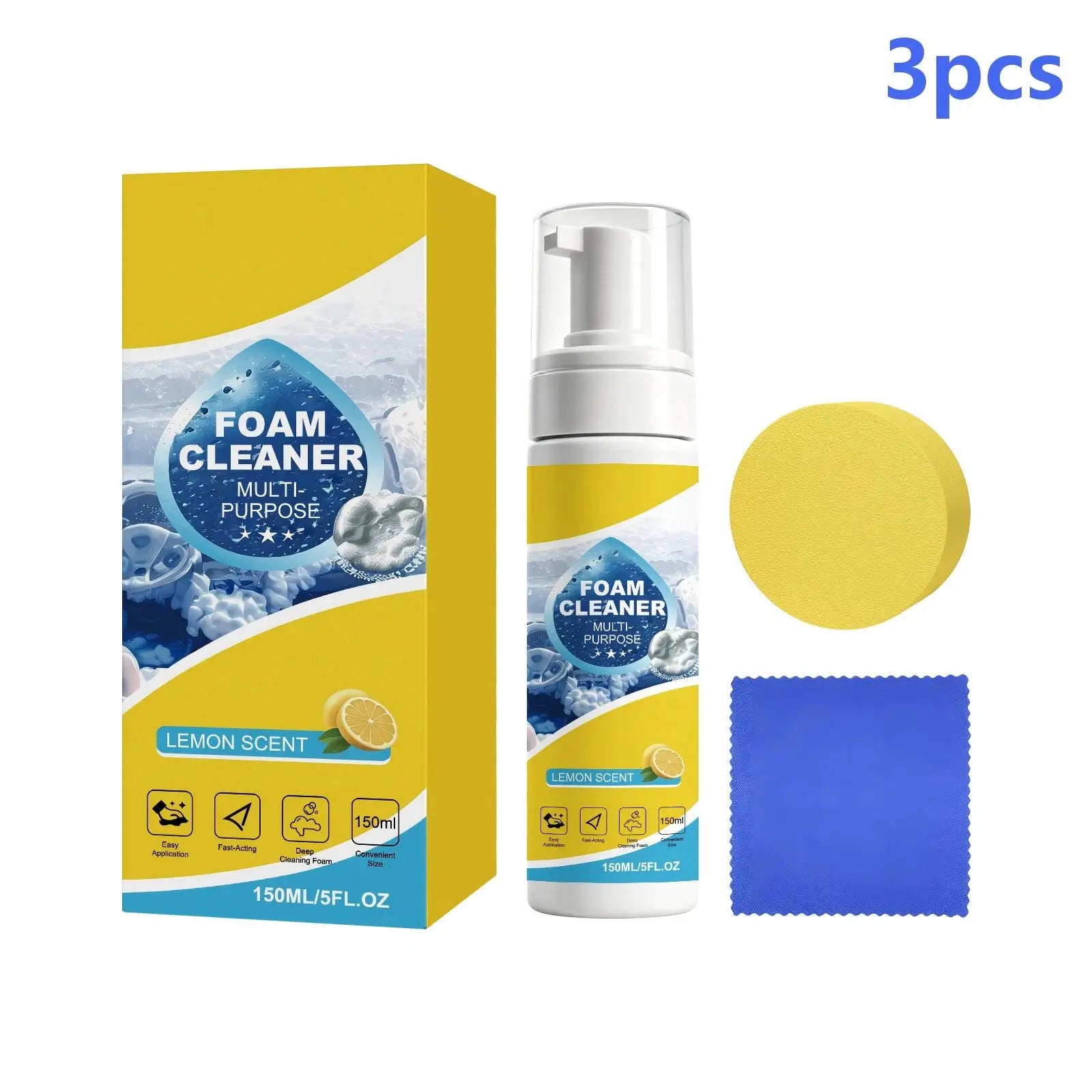 Foam Cleaner Car Interior Cleaning Foam Multi Purpose Car Interior Stain Remover Lemon Scent Car Seat Cleaning Foam Spray 150ml