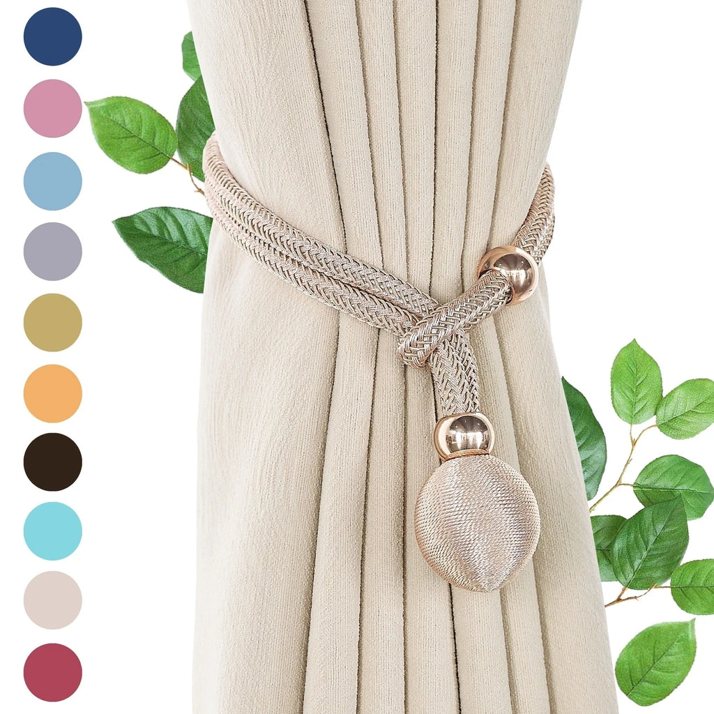 2pcs Pearl Curtain Tiebacks, Curtain Pearl Tiebacks, Decorative Fixings, Rope Curtain Tiebacks No Punch Adjustable Pull-outs