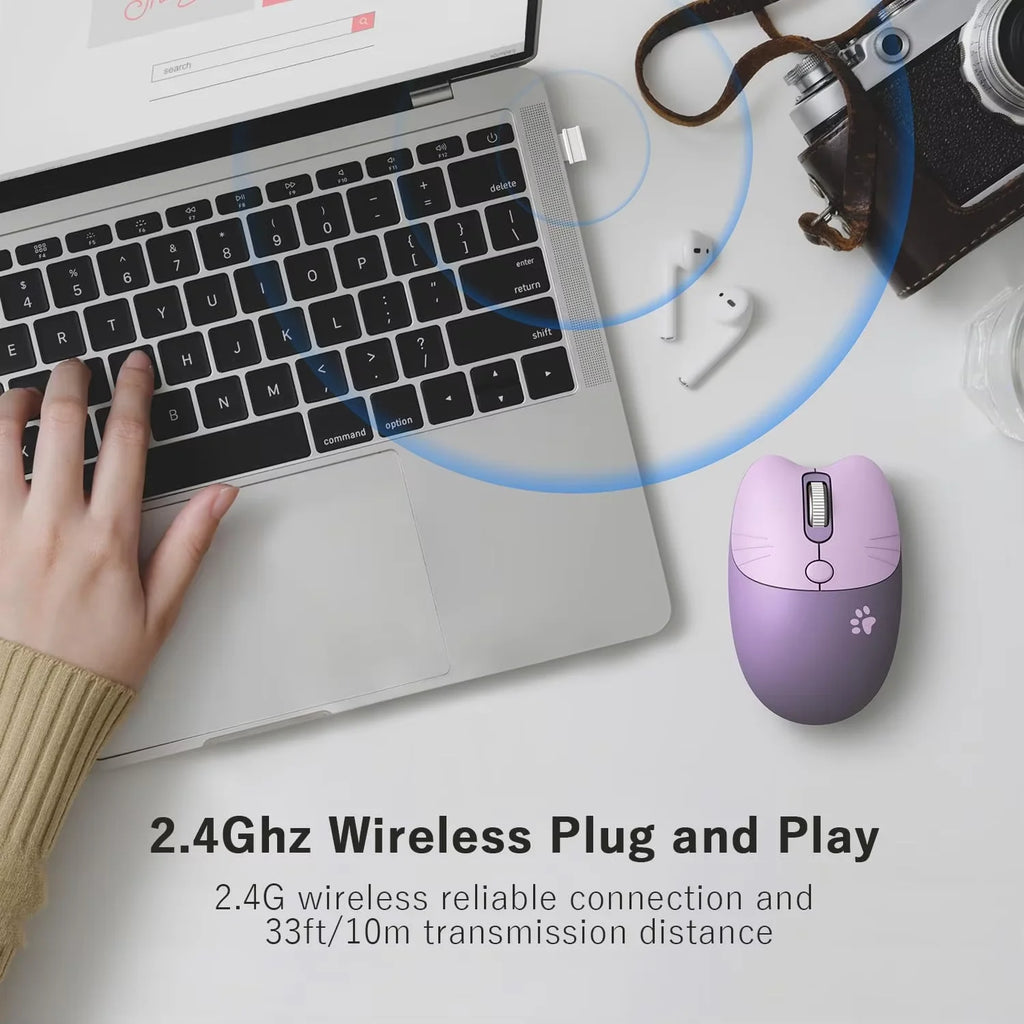 MOFii Cute Cat Wireless Mouse, 2.4G Plug & Play,