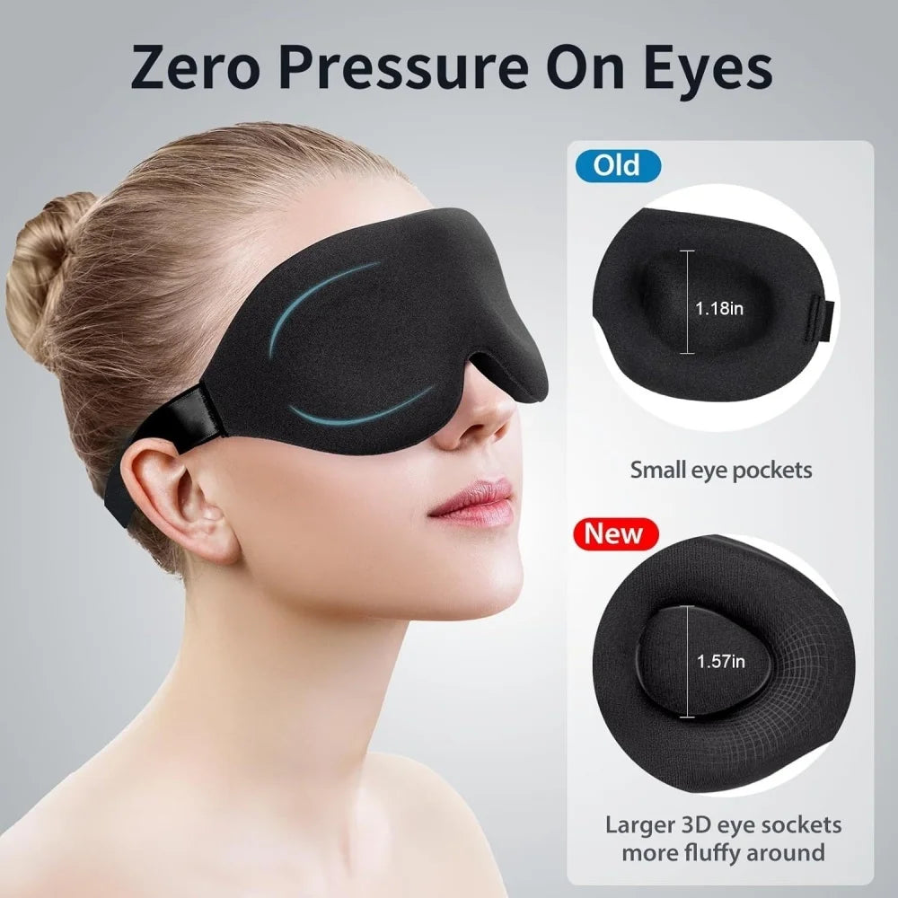 3D Contoured 100% Light Blocking Sleep Mask Ultra-Soft Skin-Friendly Breathable Eye Cover for Rest Travel Night Sleep Mask Block