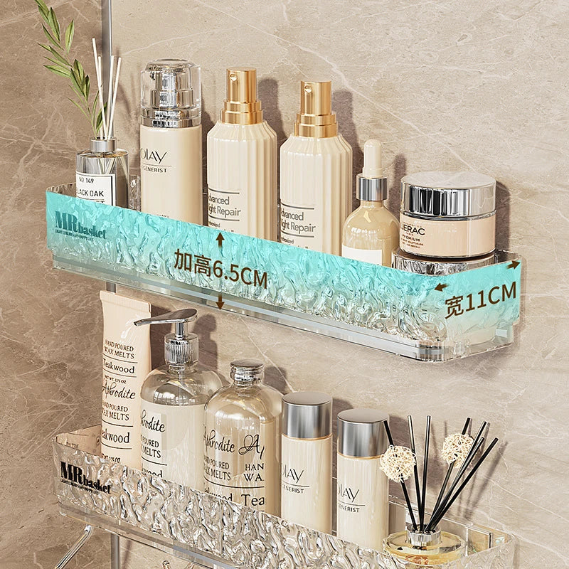 Washstand Cosmetics Storage Rack Acryli Shower Storage Rack Bathroom Shelf No Drill Organizer Wall Mounted Toilet Shampoo Holder