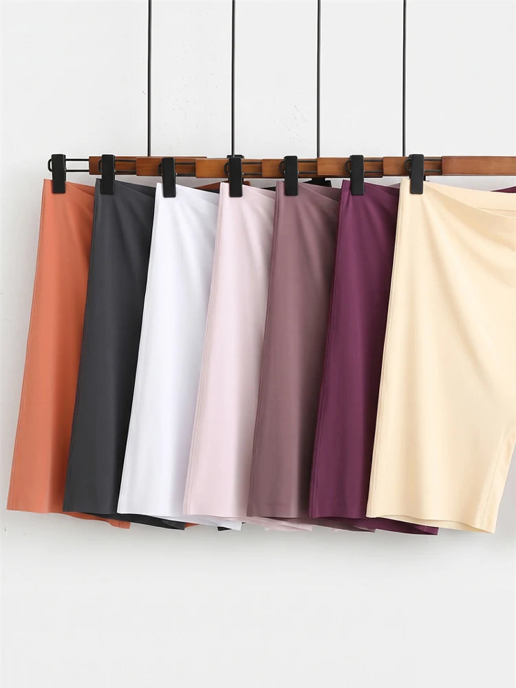 FINETOO Seamless High Waist Shorts Panties Women Tummy Control Hip Lift Ice Silk Safety Underwear Female Tight Boyshorts Boxer