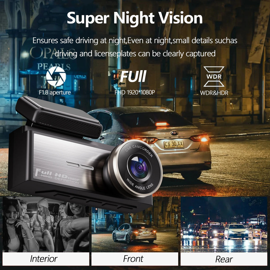 3 Channel Dash Cam HD 1080P Wifi Inside Vehicle Car DVR