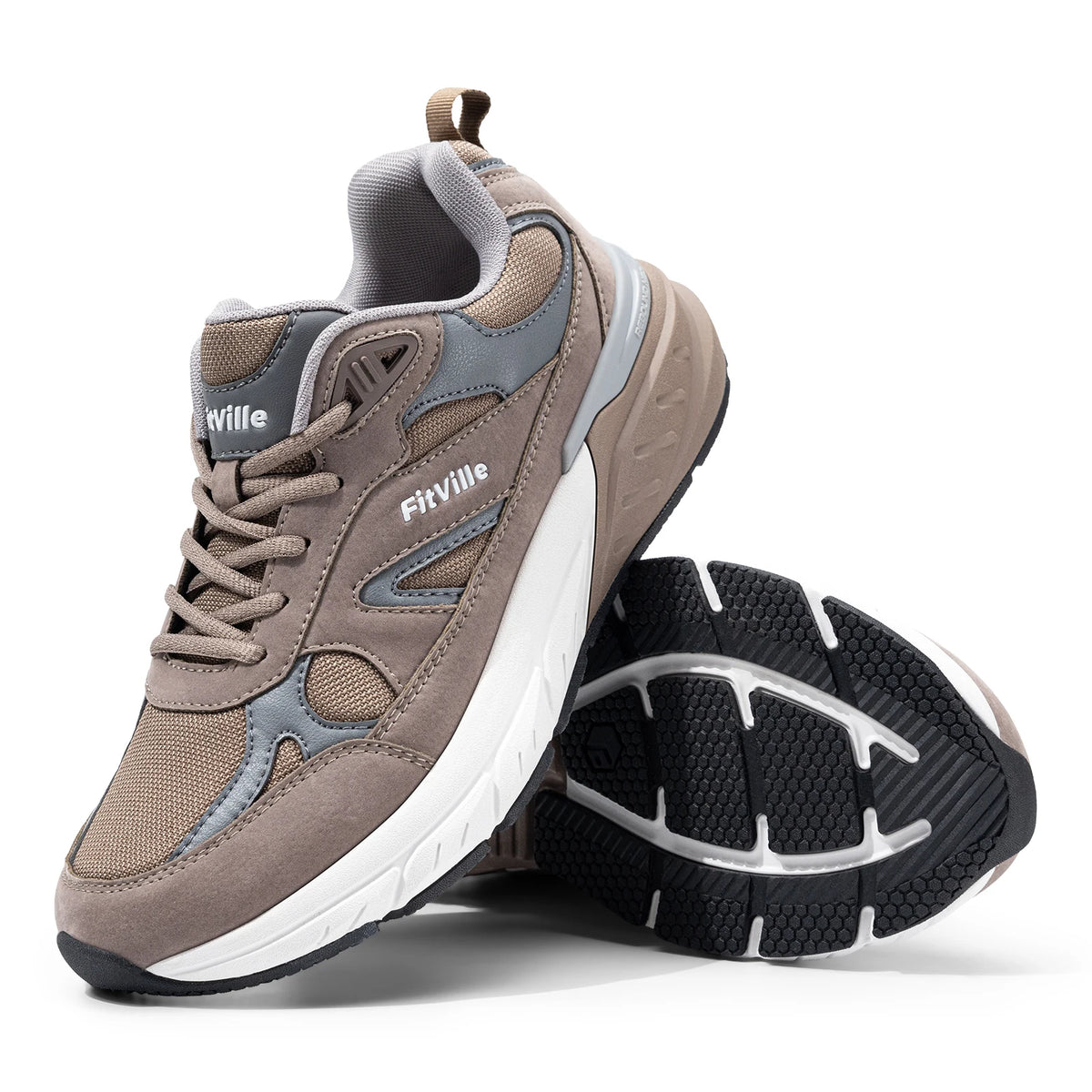 FitVille Newest Walking Shoes for Men Wide Width Sneakers with Arch Support for Flat Feet