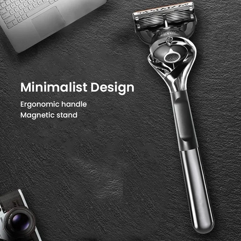 New Professional Five Layer Fusion Shaver with Metal Handle, Suitable for Men's Manually Reusable Hair Clippers and Shaver Acces