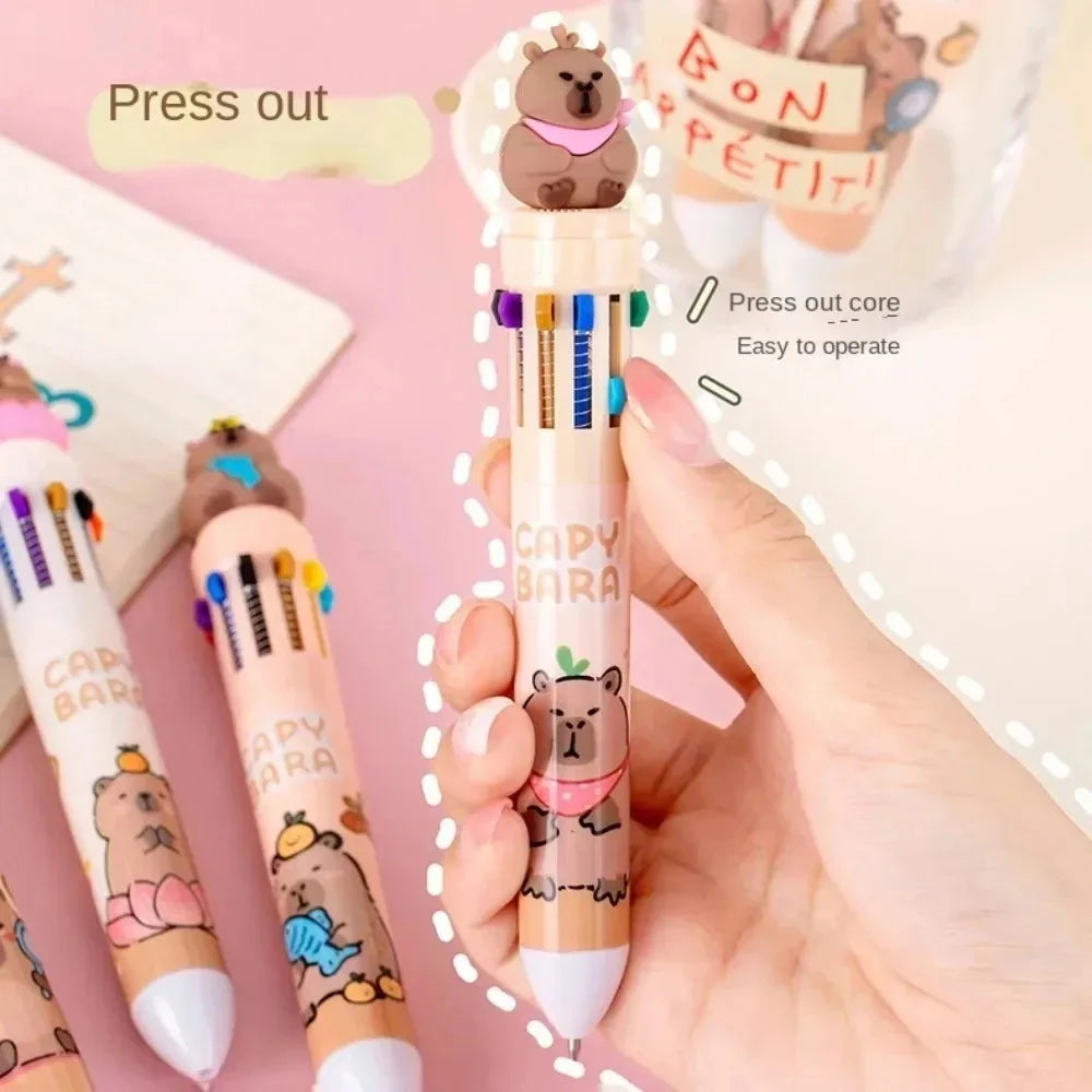 Kawaii Capybara Multicolor Pen 0.5mm Colorful Ink