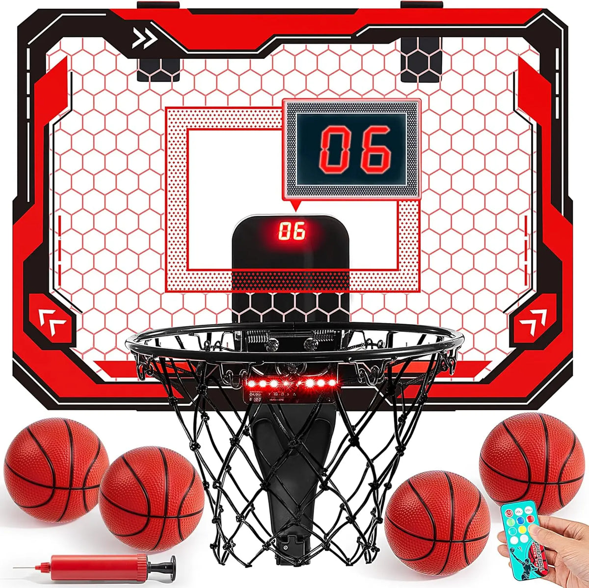JOYFY Mini Indoor Basketball Hoop Light Up Over The Door Basket Ball Hoop for Kids Toys